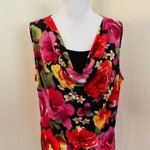 Ashley Jill Colorful Floral Tunic Blouse